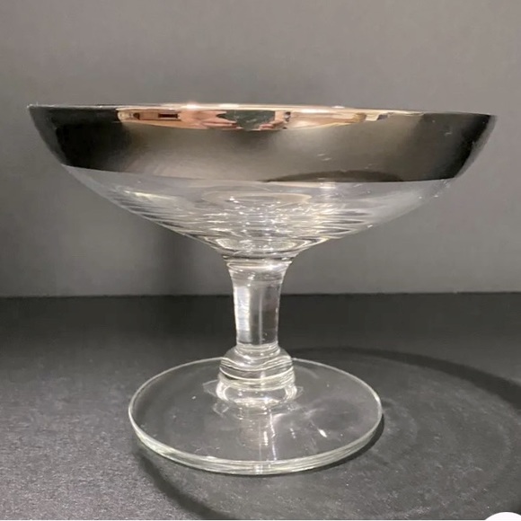 Dorothy Thorpe-Style Glass Compote With Silver Band Vintage - Picture 3 of 4